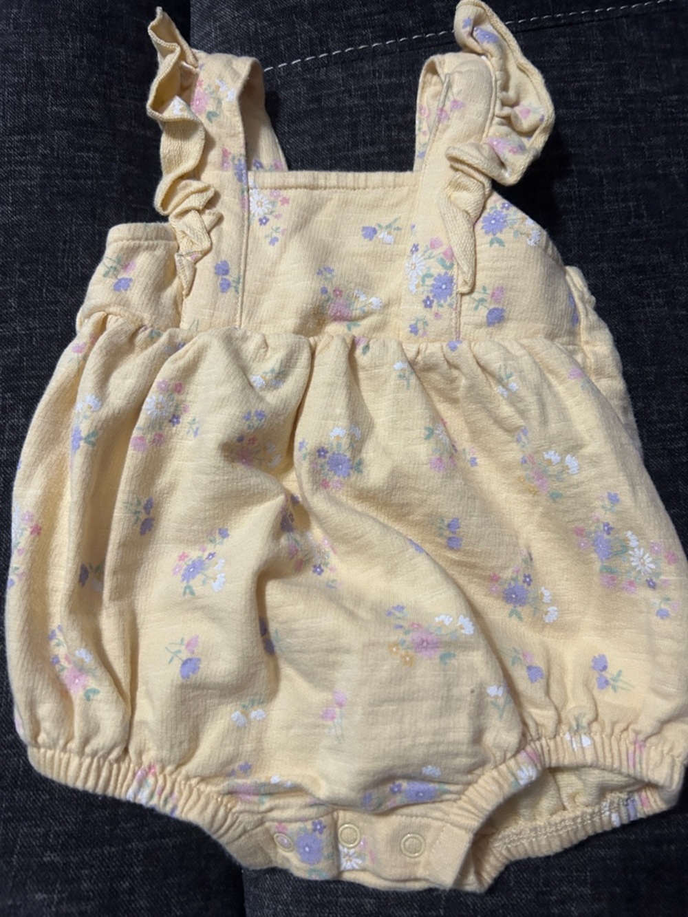 Baby Yellow Floral Ruffle-Strap One-Piece Bodysuit